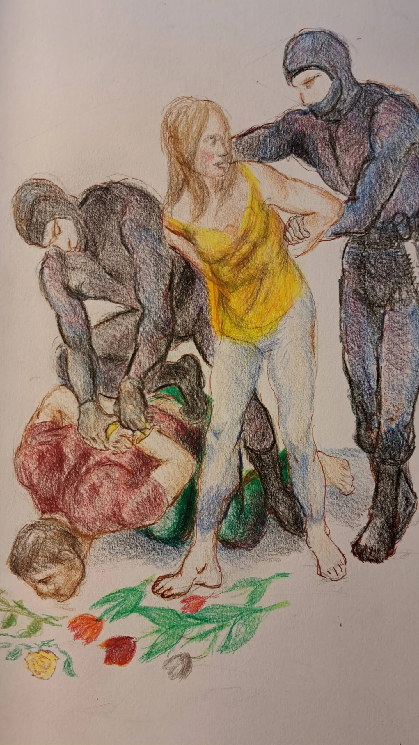 2 unge mennnesker legger blomster på en grav